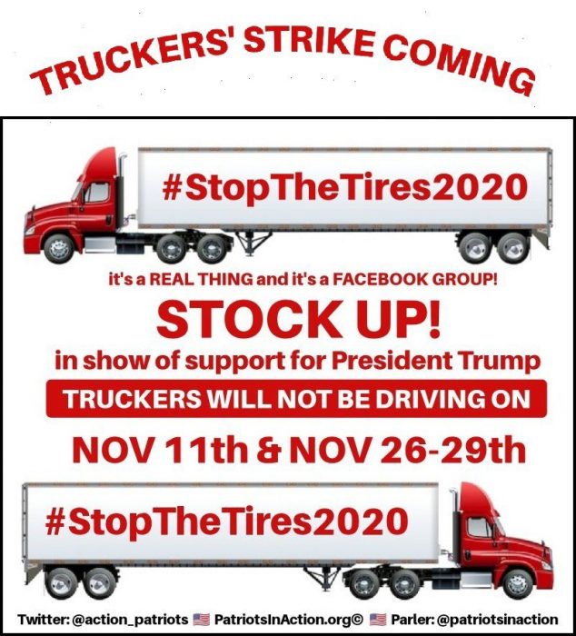 National Trucker Strike Shutdown Coming? stopthetires2020