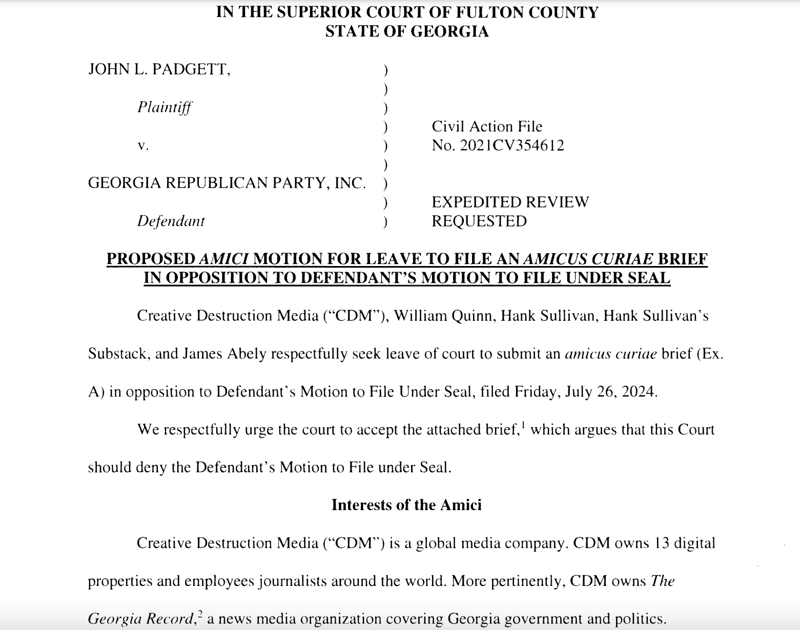 BREAKING: CDM/The Georgia Record Files Motion To Stop GA GOP From Permanently Sealing Corporate Records